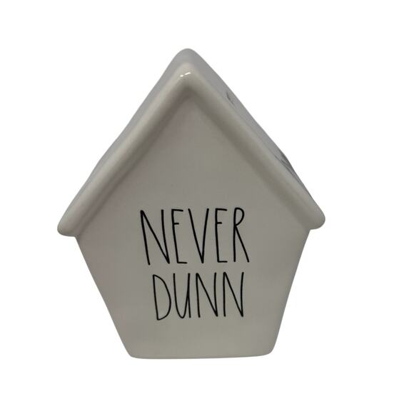 Rae Dunn Other - Rae Dunn By Magenta White Ceramic NEVER DUNN Bird House Bank 6.5 x 4 inches